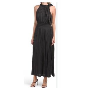 BCBG Sleeveless Halter Blouson Maxi Dress in Black.